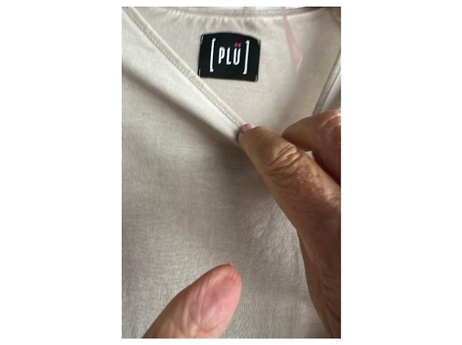 Munthe Plus Simonsen Camiseta PLÜ beige de manga larga de algodón - vista 3