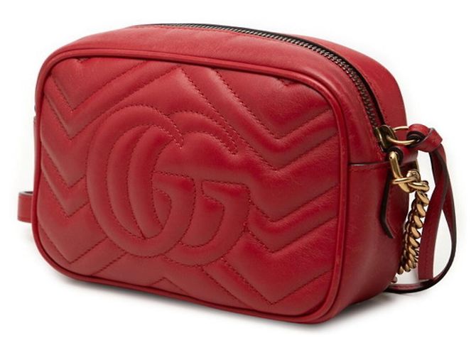 Borsa a tracolla matelassé Gucci GG Marmont Rosso - vista 2