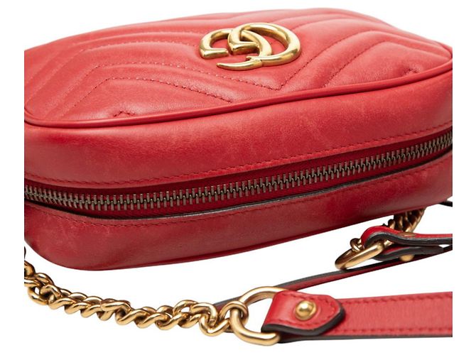 Borsa a tracolla matelassé Gucci GG Marmont Rosso - vista 4