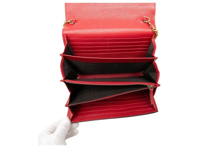 Borsa a tracolla con catena e portafoglio Gucci GG Marmont Rosso - vista 4