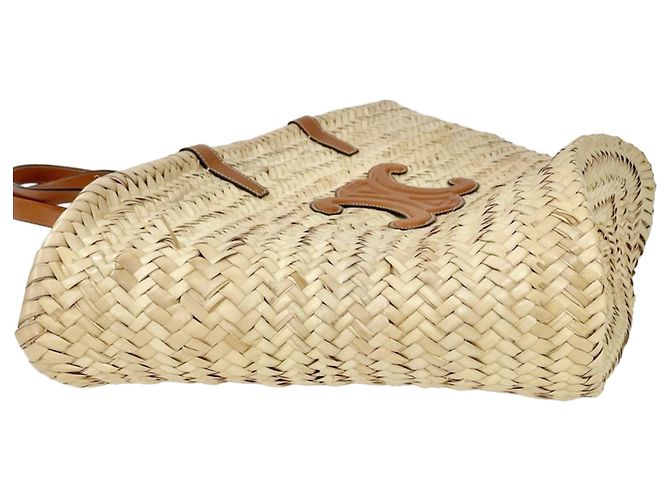 Céline Borsa Tote Celine Triomphe Medium Classic Panier Beige - vista 10