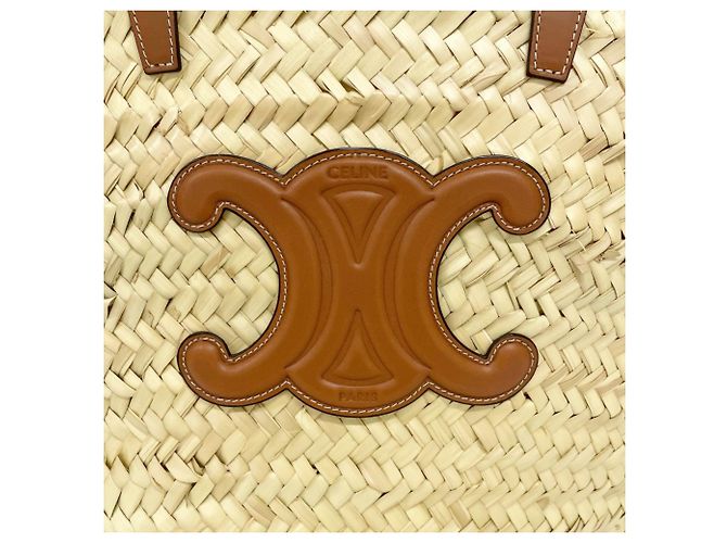 Céline Borsa Tote Celine Triomphe Medium Classic Panier Beige - vista 11