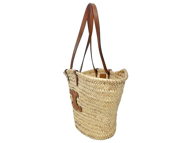 Céline Borsa Tote Celine Triomphe Medium Classic Panier Beige - vista 2