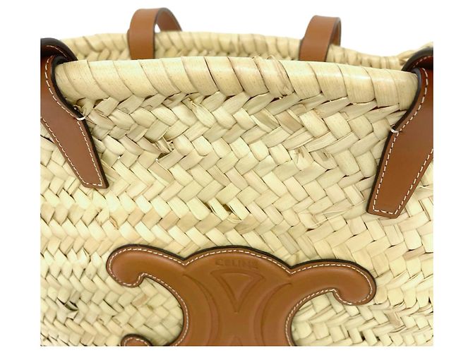 Céline Borsa Tote Celine Triomphe Medium Classic Panier Beige - vista 9