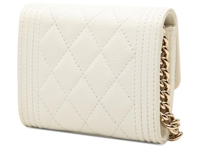Borsa a tracolla con catena e portafoglio Chanel Matelassé Coco Mark Boy Bianco - vista 2