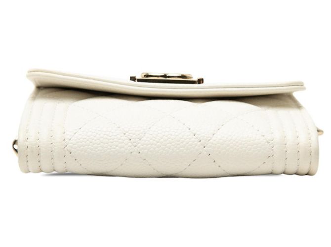 Borsa a tracolla con catena e portafoglio Chanel Matelassé Coco Mark Boy Bianco - vista 3