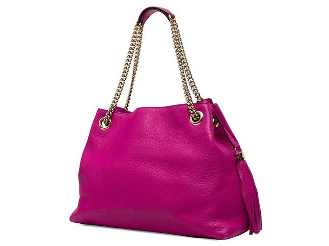 Borsa a tracolla con catena Gucci Interlocking G Soho Fringe Rosa - vista 2