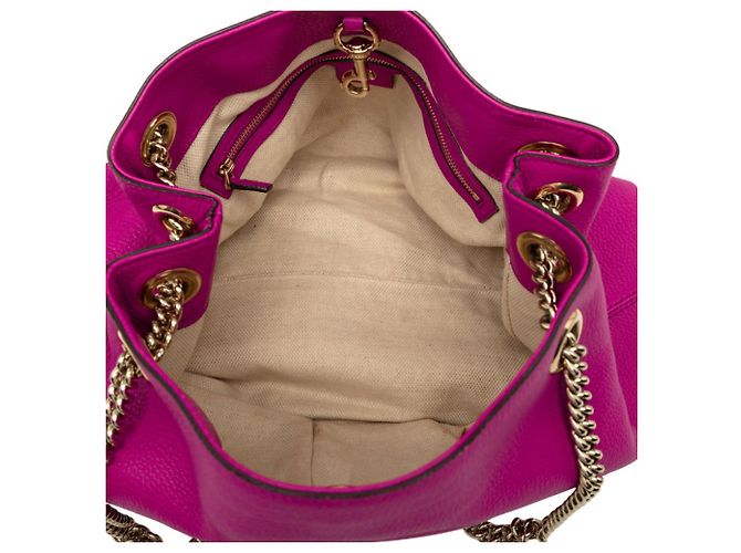 Borsa a tracolla con catena Gucci Interlocking G Soho Fringe Rosa - vista 4