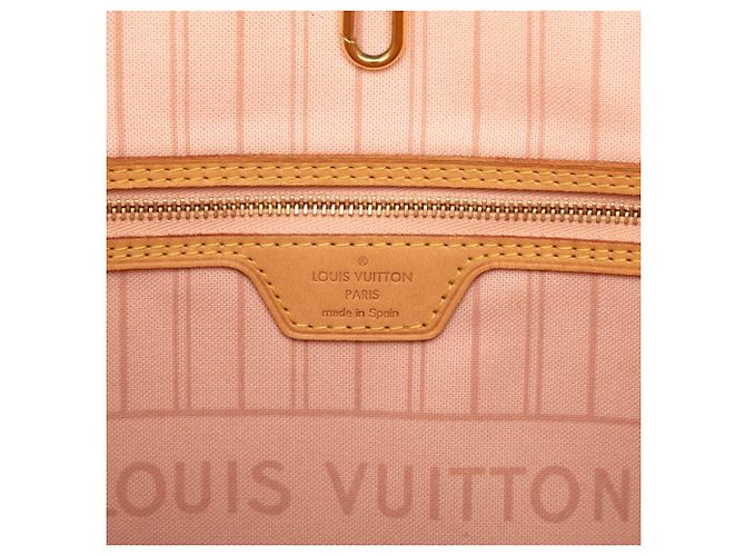 Borsa Tote Louis Vuitton Damier Azur Neverfull MM Tahiti Collection Rosa Bianco - vista 6