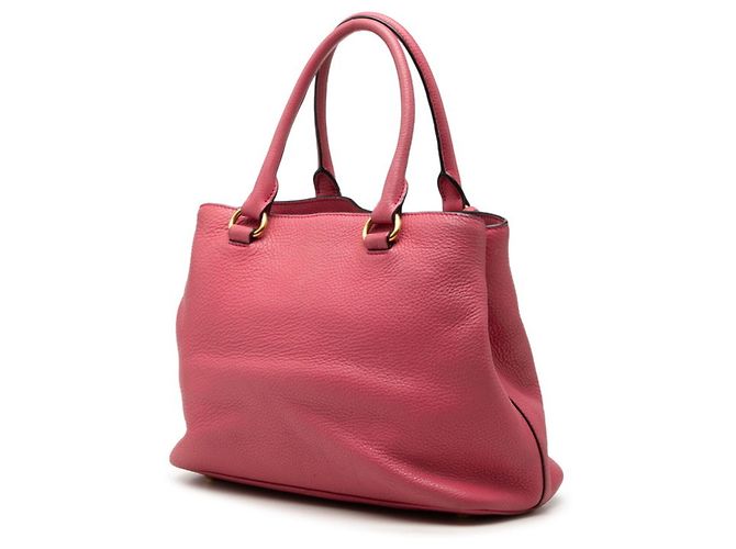 Borsa Prada Logo in pelle Vitello Daino rosa - vista 2