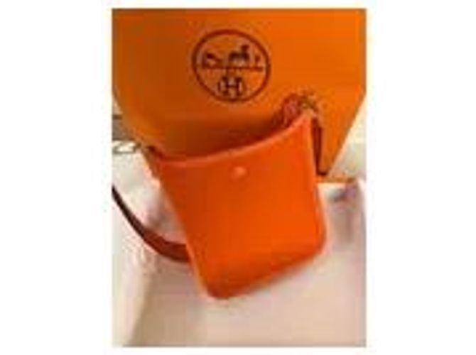 Borsa a tracolla Hermès Evelyne in pelle arancione - vista 7