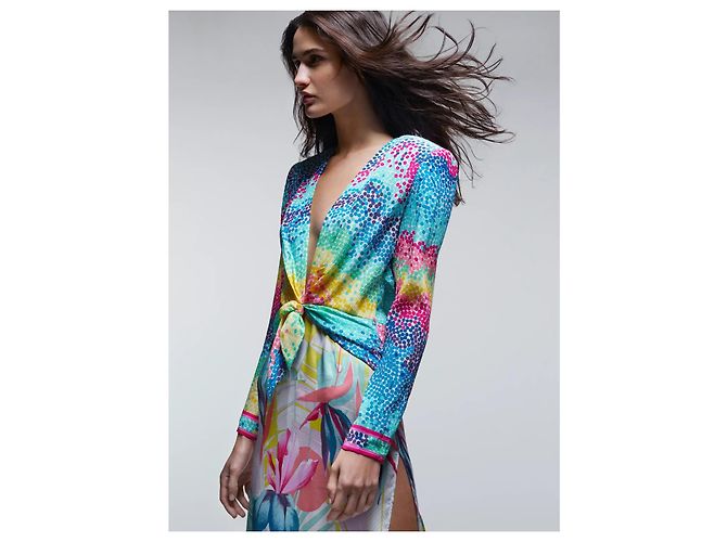 Leonard Paris Blusa de Seda de Bolinhas Arco-íris S/S 2020 Multicor - vista 8