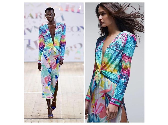 Leonard Paris Blusa de Seda de Bolinhas Arco-íris S/S 2020 Multicor - vista 9