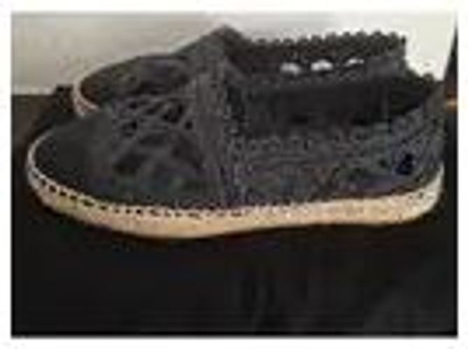 Espadrillas Chanel in tela nera e paglia Nero - vista 4