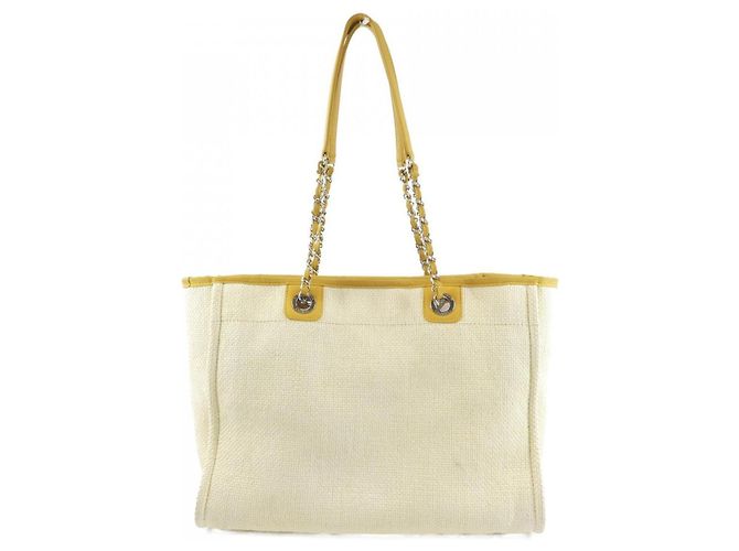 Borsa Chanel Deauville Line 67001 Beige Crudo Giallo - vista 2