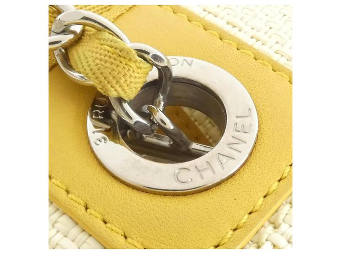 Borsa Chanel Deauville Line 67001 Beige Crudo Giallo - vista 6