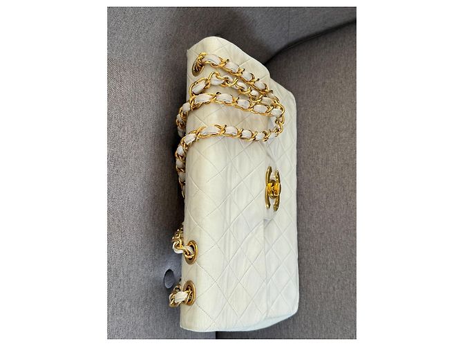 Timeless Chanel Classic Flap Maxi Jumbo in pelle bianca Bianco - vista 5