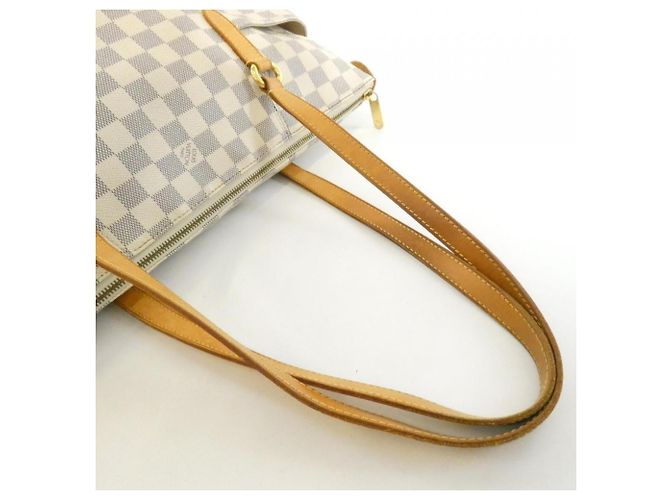 Borsa Louis Vuitton Damier Azur Totally MM Bianco Blu - vista 5