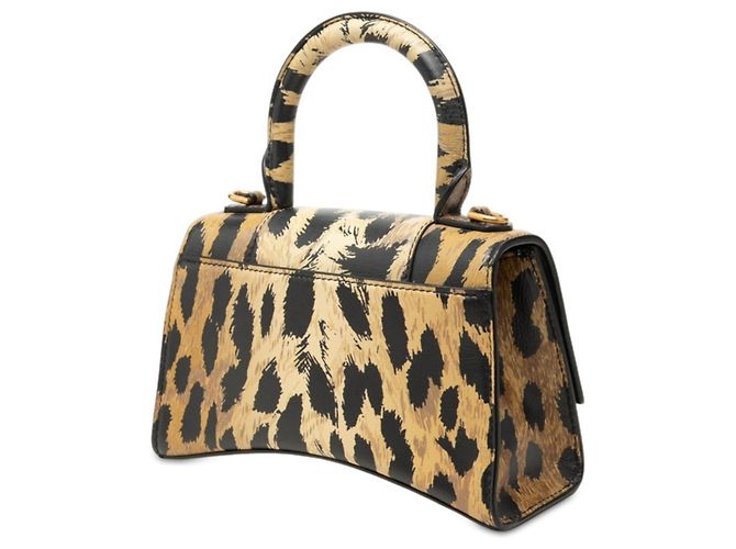 Borsa Balenciaga Leopard Hourglass XS Marrone Nero - vista 2