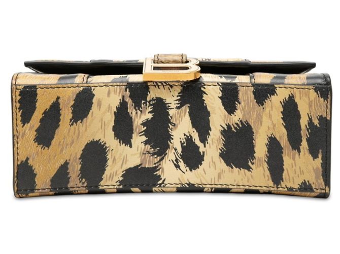 Borsa Balenciaga Leopard Hourglass XS Marrone Nero - vista 3