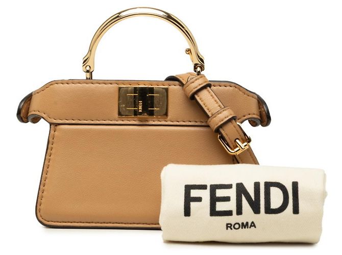 Borsa Fendi Peekaboo I.U Micro Beige - vista 7