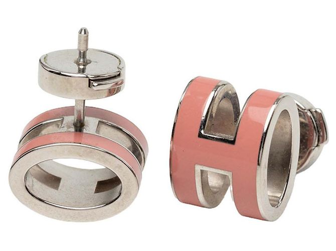 Hermès Brincos Hermes Mini Pop H Stud Prata Rosa - vista 3