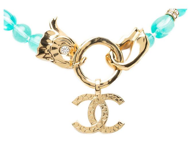 Collar Chanel Coco Mark Azul Dorado - vista 2