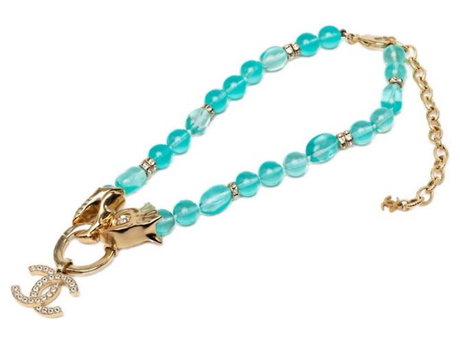Collar Chanel Coco Mark Azul Dorado - vista 3