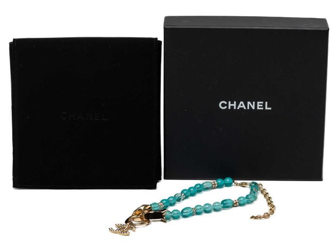 Collar Chanel Coco Mark Azul Dorado - vista 6