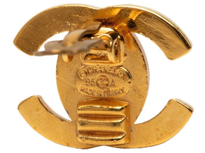 Orecchini a clip vintage Chanel Coco Mark Turnlock D'oro - vista 3