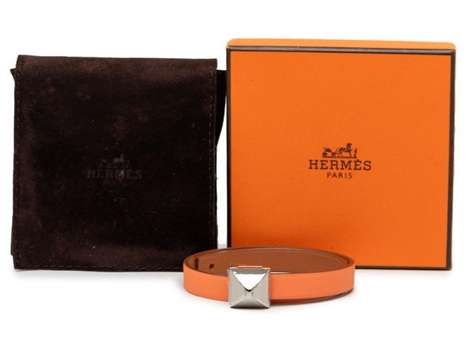 Hermès Bracciale Hermes Medor Infini Double Tour Argento Arancione - vista 7