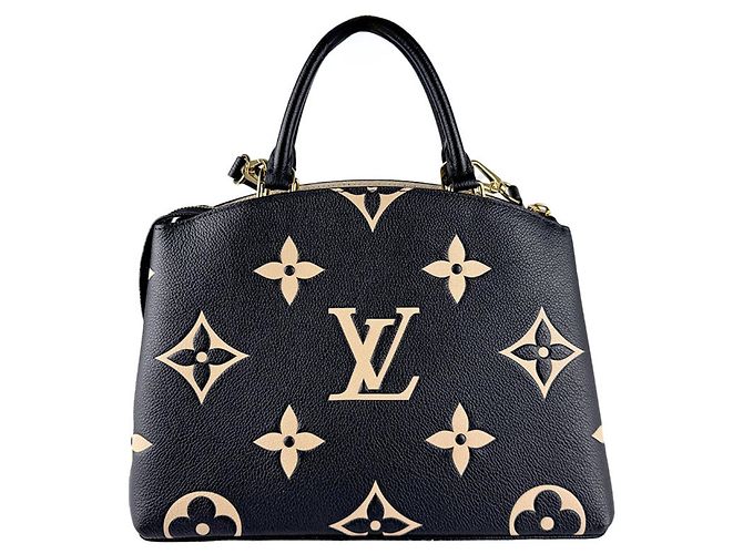Borsa Louis Vuitton Monogram Empreinte Petit Palais PM Nero Beige Monogramma - vista 3