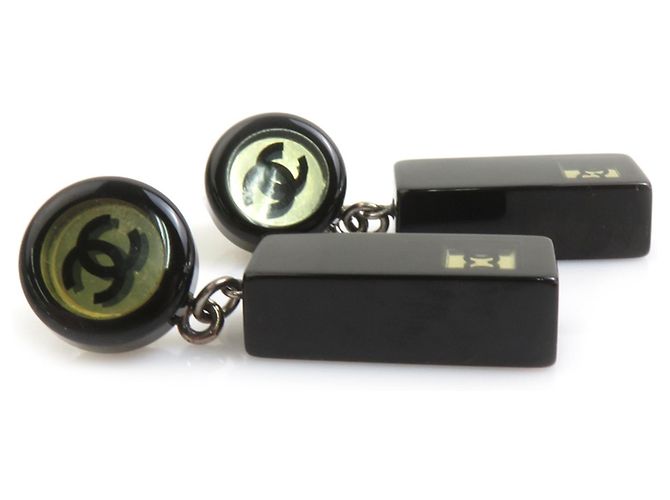 Pendientes colgantes Chanel Coco Mark Negro Plata - vista 3