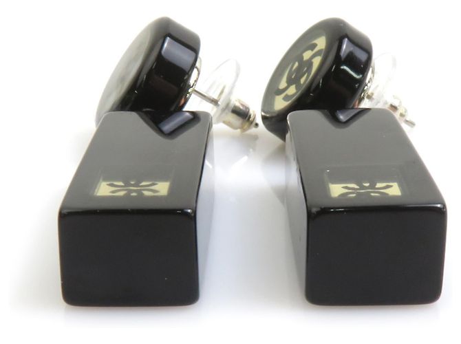 Pendientes colgantes Chanel Coco Mark Negro Plata - vista 4