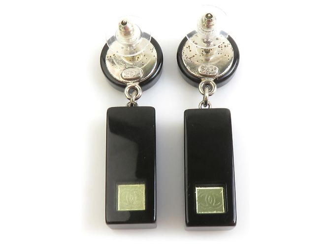 Pendientes colgantes Chanel Coco Mark Negro Plata - vista 5