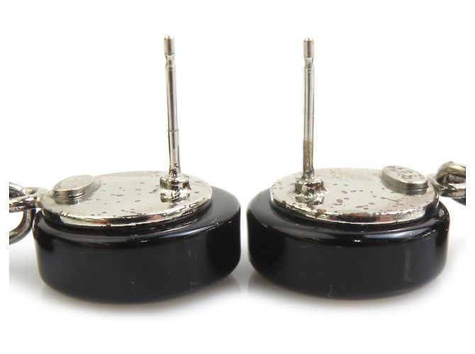 Pendientes colgantes Chanel Coco Mark Negro Plata - vista 6