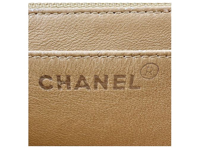 Borsa a tracolla Chanel in pelle beige - vista 12
