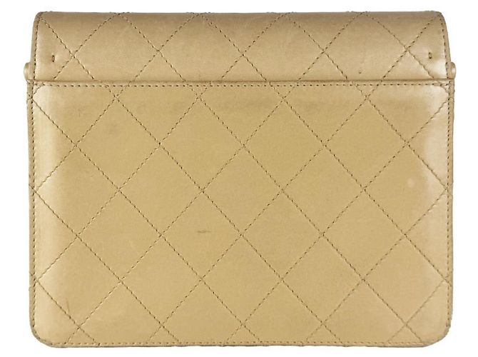 Borsa a tracolla Chanel in pelle beige - vista 3