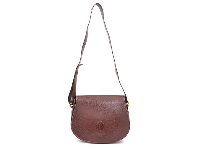 Borsa a tracolla Cartier in pelle bordeaux - vista 17