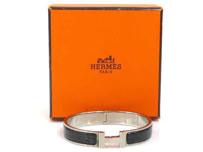 Hermès Pulsera Rígida Hermes Clic Clack Negro Plata - vista 11