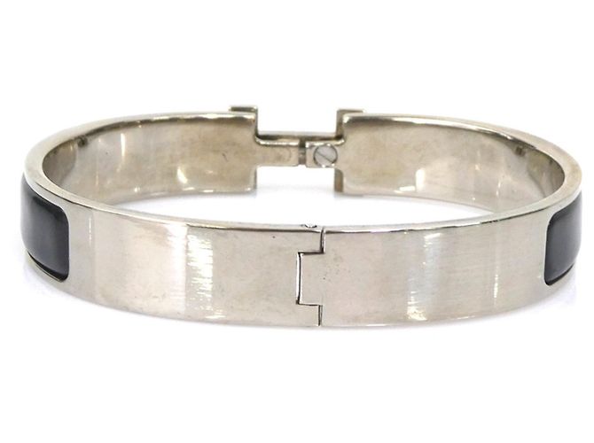 Hermès Pulsera Rígida Hermes Clic Clack Negro Plata - vista 3