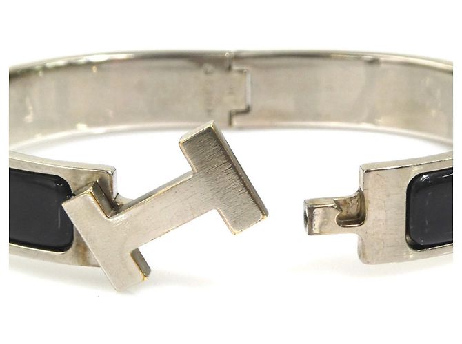 Hermès Pulsera Rígida Hermes Clic Clack Negro Plata - vista 6