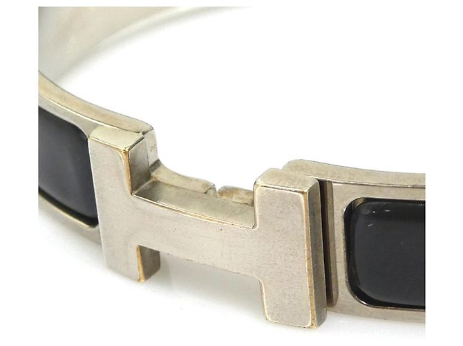 Hermès Pulsera Rígida Hermes Clic Clack Negro Plata - vista 8