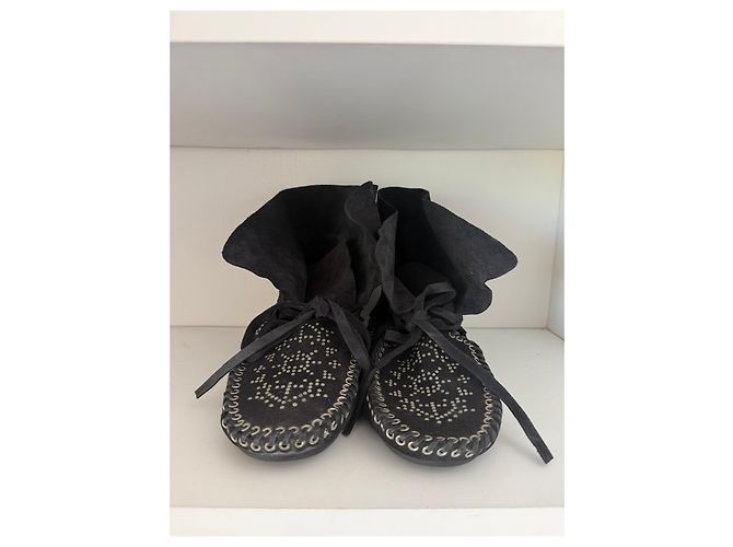 Stivaletti Isabel Marant in camoscio nero con borchie - vista 5