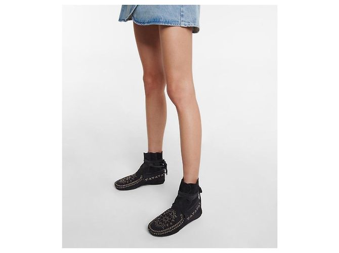 Stivaletti Isabel Marant in camoscio nero con borchie - vista 8
