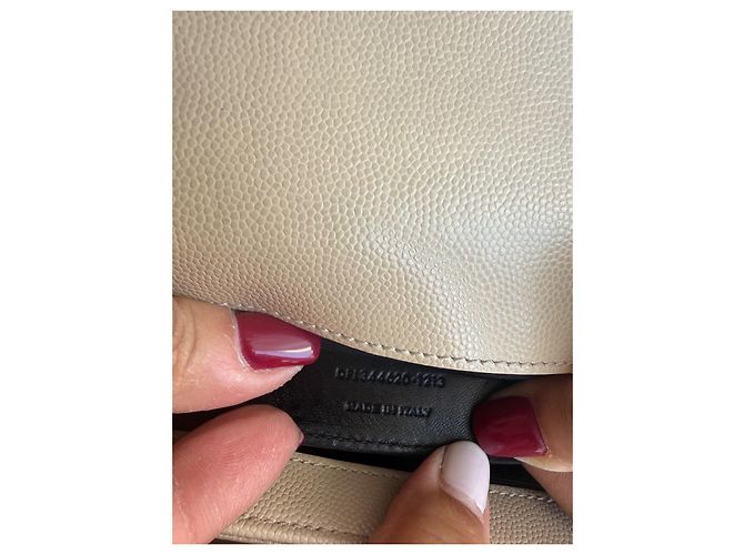 Borsa a tracolla Saint Laurent Kate Monogram in pelle grana beige - vista 16