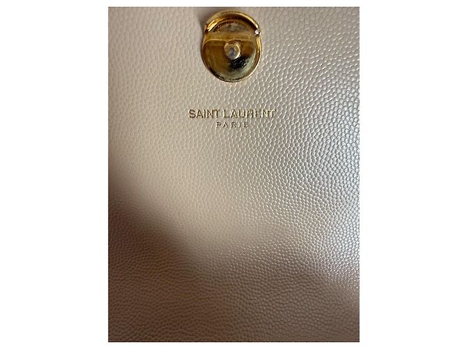 Borsa a tracolla Saint Laurent Kate Monogram in pelle grana beige - vista 4