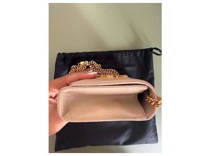 Borsa a tracolla Saint Laurent Kate Monogram in pelle grana beige - vista 8