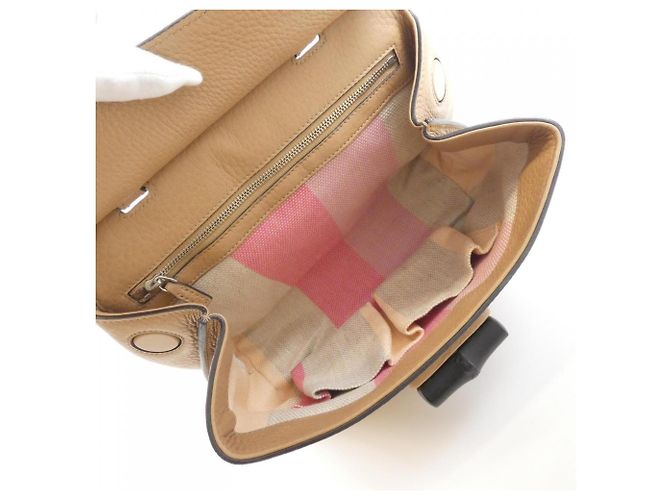 Borsa a mano Gucci in pelle beige - vista 8