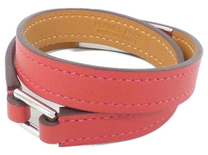 Hermès Hermes Rivale Double Tour 064644CK Armband Silber Rot - Ansicht 2